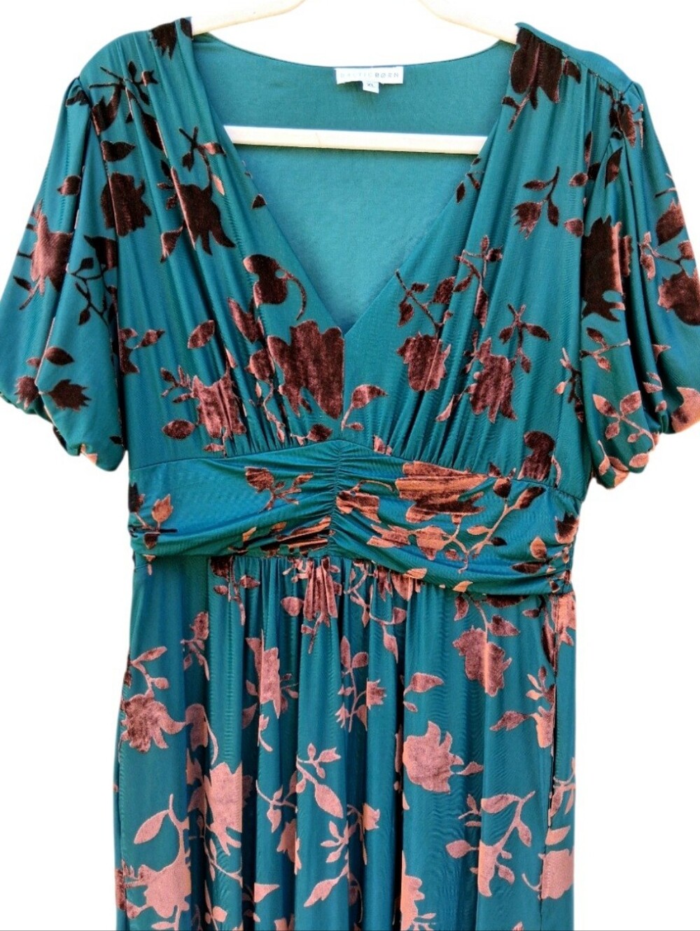 Baltic Born Leslie Velvet Maxi Dress Jade & Bronze Size XL NWOT - Picture 8 of 14